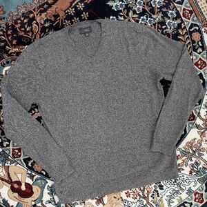 Heather Gray Cashmere Blend V-Neck Sweater